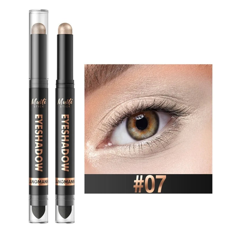 1PC Glitter Brown Eyeshadow Pen Smoky Eyes Makeup Long Lasting Shimmer Matte Lying Silkworm Eyeshadow Pencil Highlighter Stick