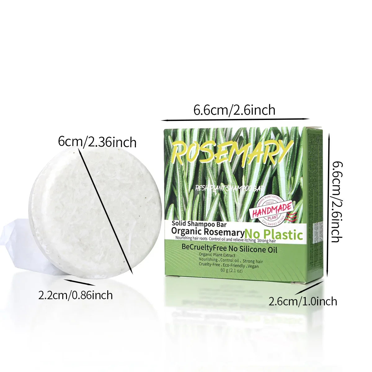 60g Natural Fragrance Rosemary Shampoo Soap, Handmade Soap Oil Control and Dandruff Removal Soap for Both Men and Women