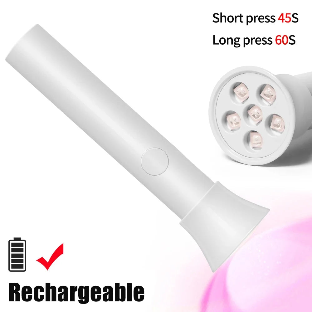 Handheld UV Light for Gel Nails Mini UV Light for Gel Nails Cordless Rechargeable Mini Nail Lamp for Fast Curing Ge