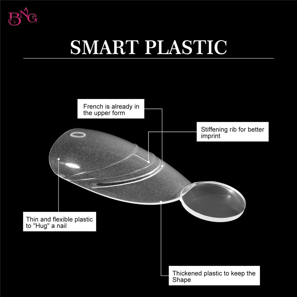 BNG New Matte Dual Forms With French Line Full Cover Dual Nail Molds for Uv Gel Acrylic Nail Art Extension 140PCS 14 Sizes