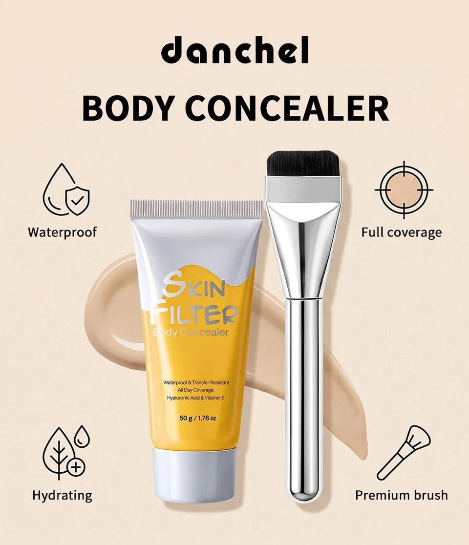 50ml Body Concealer Full Coverage Tattoo Cover Up Waterproof Hyaluronic Acid Hydrating Cover Scars Spots Veins Birthmarks Makeup