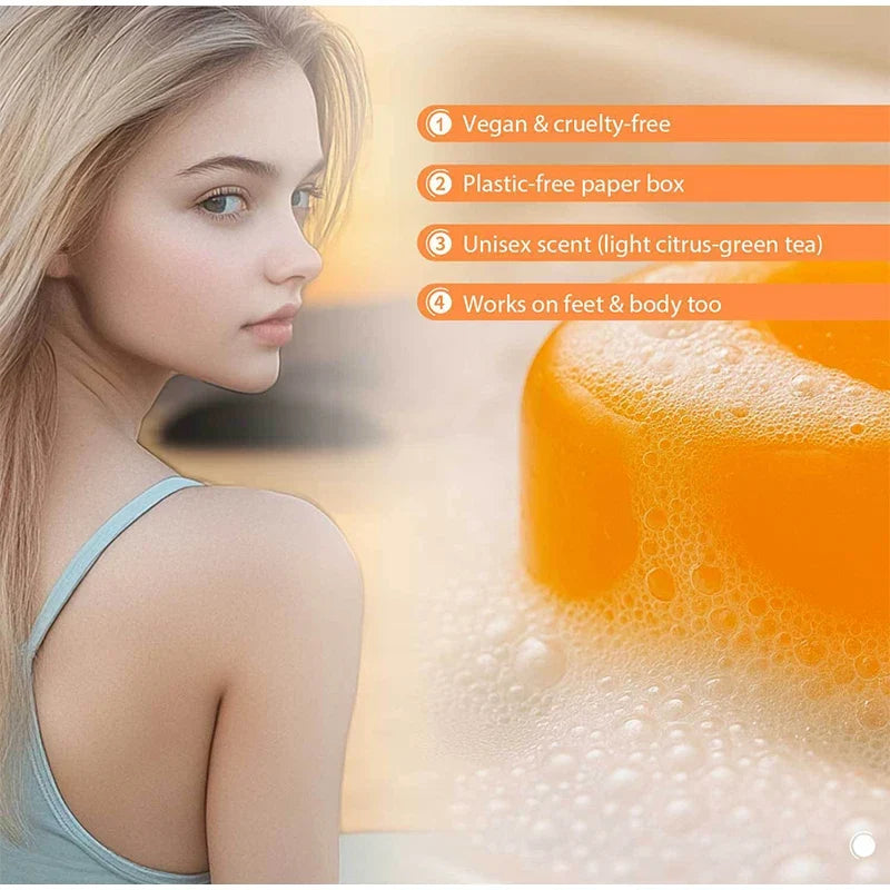 Japanese Persimmon Soap Bar,Body Purifying Deodorizing Natural Mild Soap Bar with Green Tea Extracts,Gentle on All Skin Types