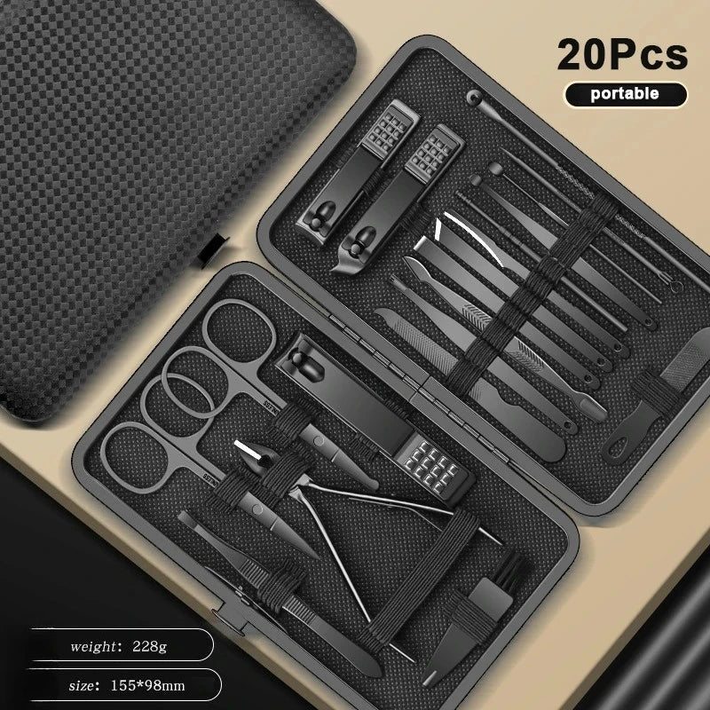 8/12/15/20/24 pcs Manicure Cutters Nail Clipper Set Household Stainless Steel EarSpoon Pedicure Scissors Tool For Beauty