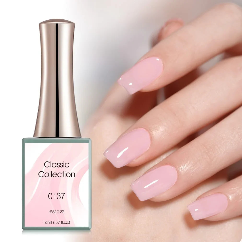 Canni Jelly Pink Nail Gel Polish French Nail Nude Color Gel Varnish Long Wear Diamond No Wipe TopCoat Nail Manicure Nail Lacquer