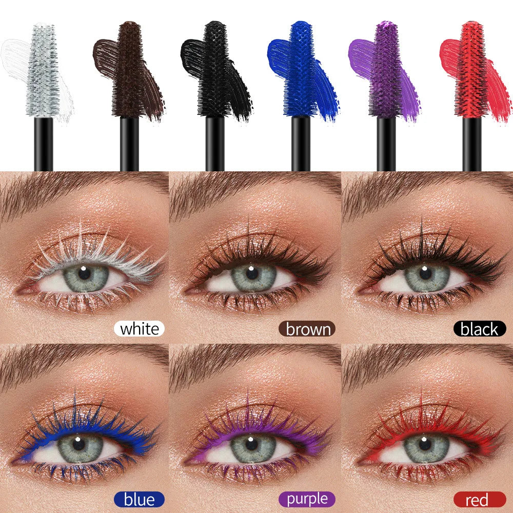 6-Color Mascara,Volumizing Lengthening,Waterproof Smudge-Proof,Long-Lasting Colorful Eyelash Makeup for Daily, Women's Cosmetics