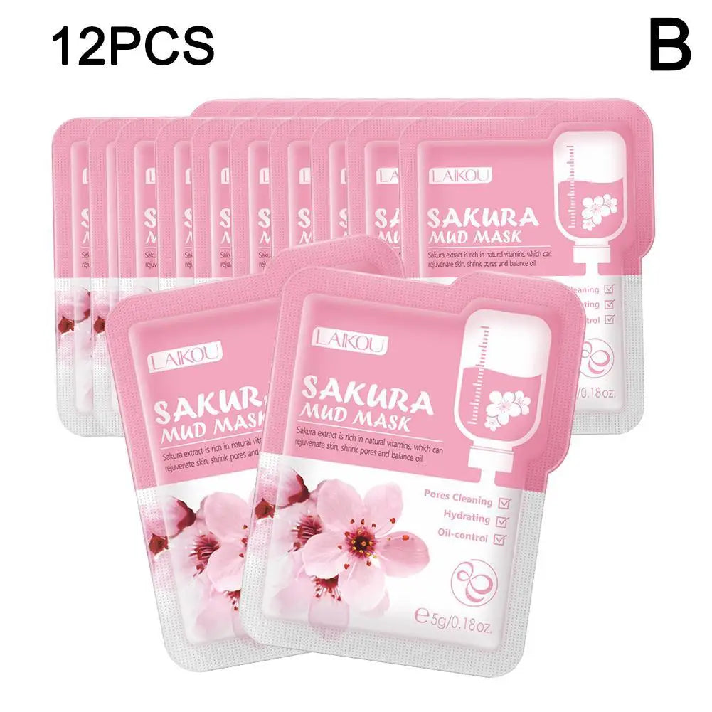Japan Sakura Mud Face Mask Deep Cleansing Remove Blackheads Oil-Control Clay Mask Moisturizing Deep Cleansing Facial Skin Care