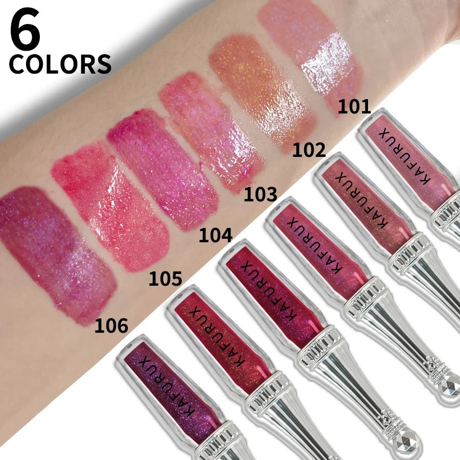 6 Colors Glitter Liquid Lipsticks Shimmer Shiny Lipgloss Pearlescent Lip Tint Mositurizing Long Lasting Lip Glaze Makeup For Wom