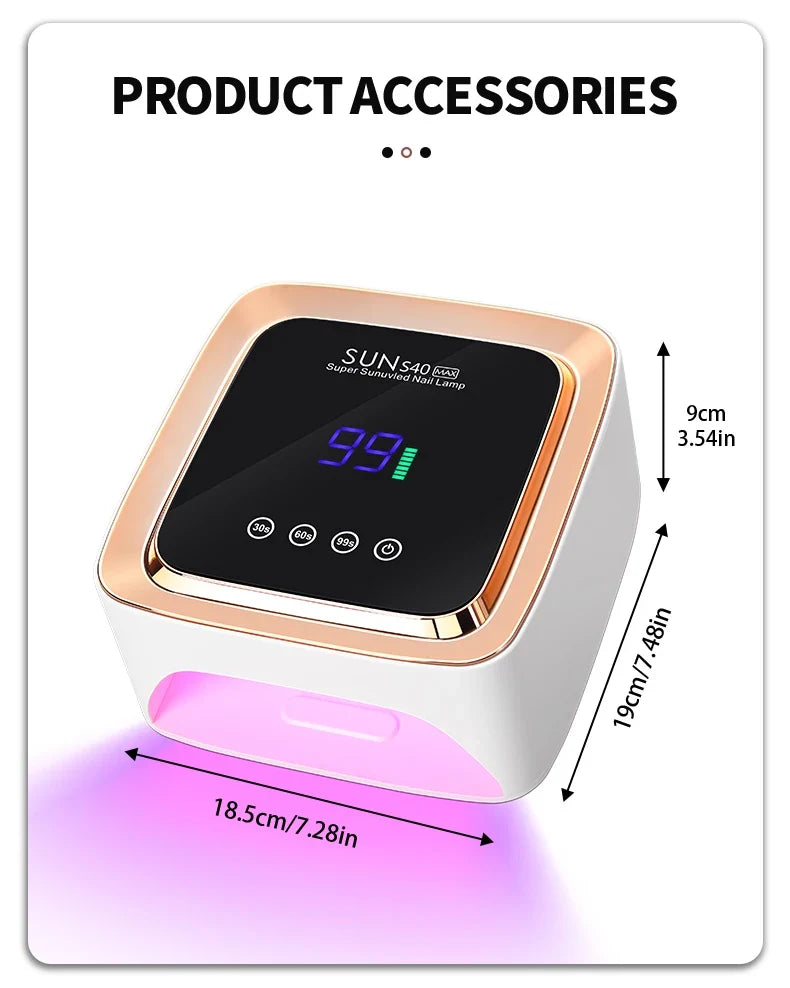 Cordless UV/LED Nail Lamp (57 Beads) – 3-Timer Settings, Detachable Base & 2000mAh Rechargeable Battery