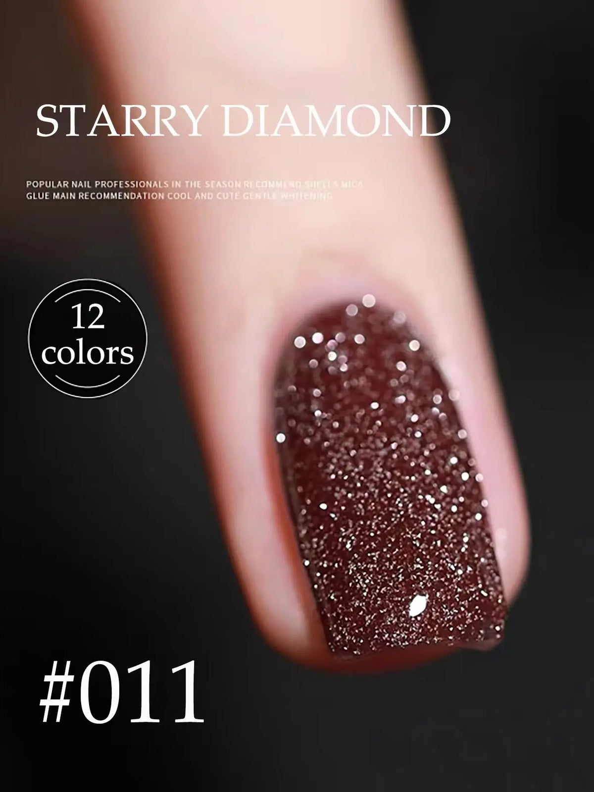 1-12pcs Wine Red Flash Crushed Strobe High Density Diamond Glitter Gel Nail Polish Black Nails Red Nails White Nails