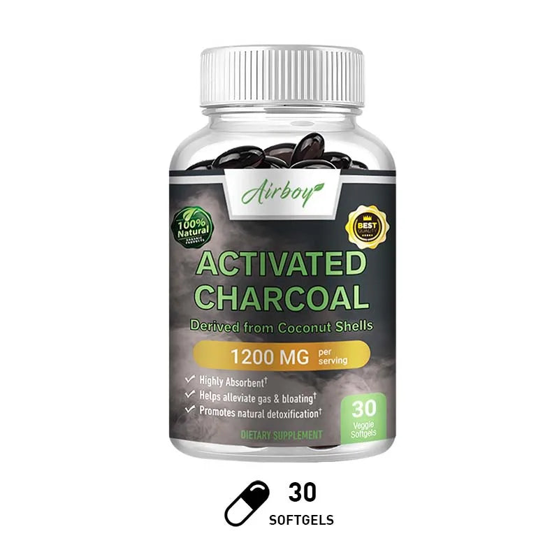 Activated Charcoal Capsules - Gut Health, Digestive Health, Bloating & Gas Relief, Detox, Colon Cleansing