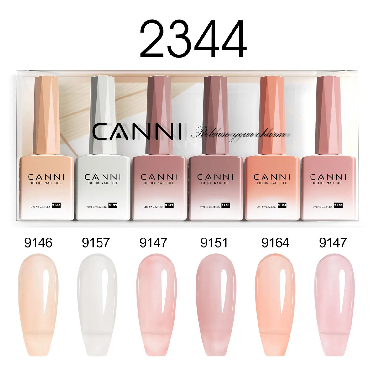 6pcs/kit CANNI Gel Nail Polish TPO FREE Nails Semi Transparent Jelly Pink Collection Soak Off UV LED Gel Diamond Top Coat Set