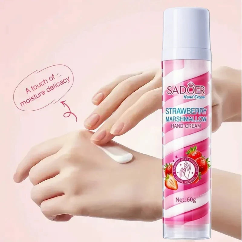 60g Strawberry Marshmallow Hand Cream, Strawberry Extract, Moisturizes Dry Skin