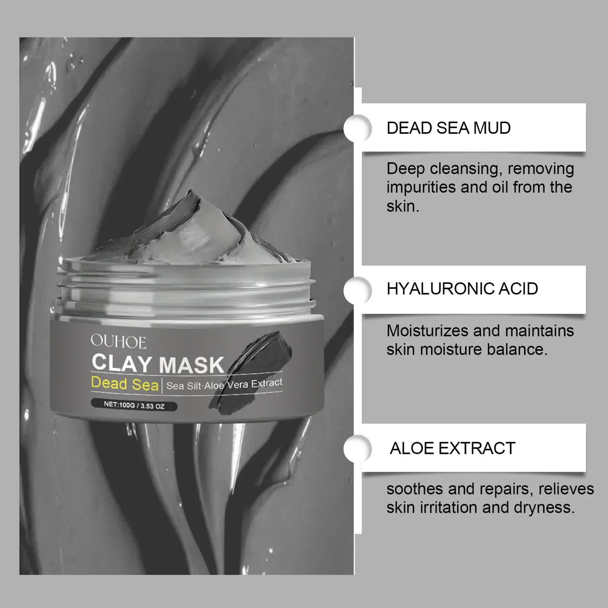 Deep Cleansing Face Mask Dead Sea Mud Brightening Facial Hydrating Oil Control Soothing Skin Repair Acne Blackhead Remover Mask