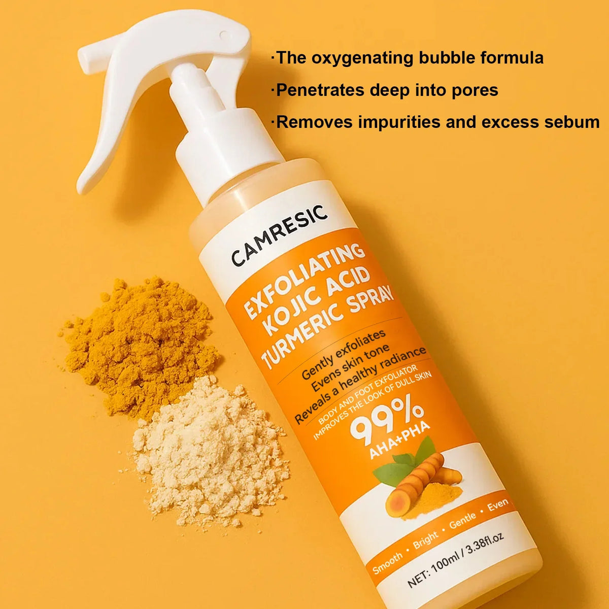 Body Keratin Care Kojic Acid Turmeric Spray Gently Exfoliating Peeling Solution Brightening Hydrating Skin Care All Skin Types