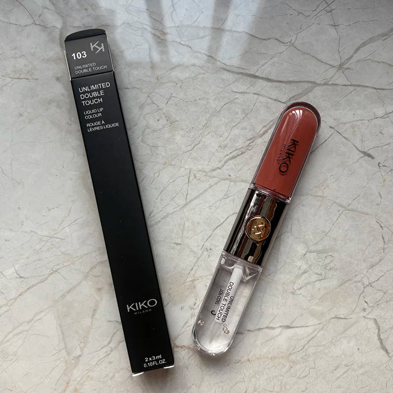KIKO 3D Double Headed Lipstick Transparent Mirror Lip Gloss Non Fading Oil Sexy Rich Lip Gloss Milk Tea Bean Paste Naked Makeup