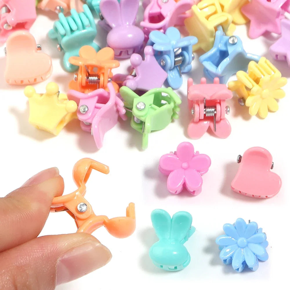 100pcs Mini Colorful Flower Star Hair Grabbing Claw Clips for Baby Girls Bangs Broken Hair Styling Tool Small Hair Accessories