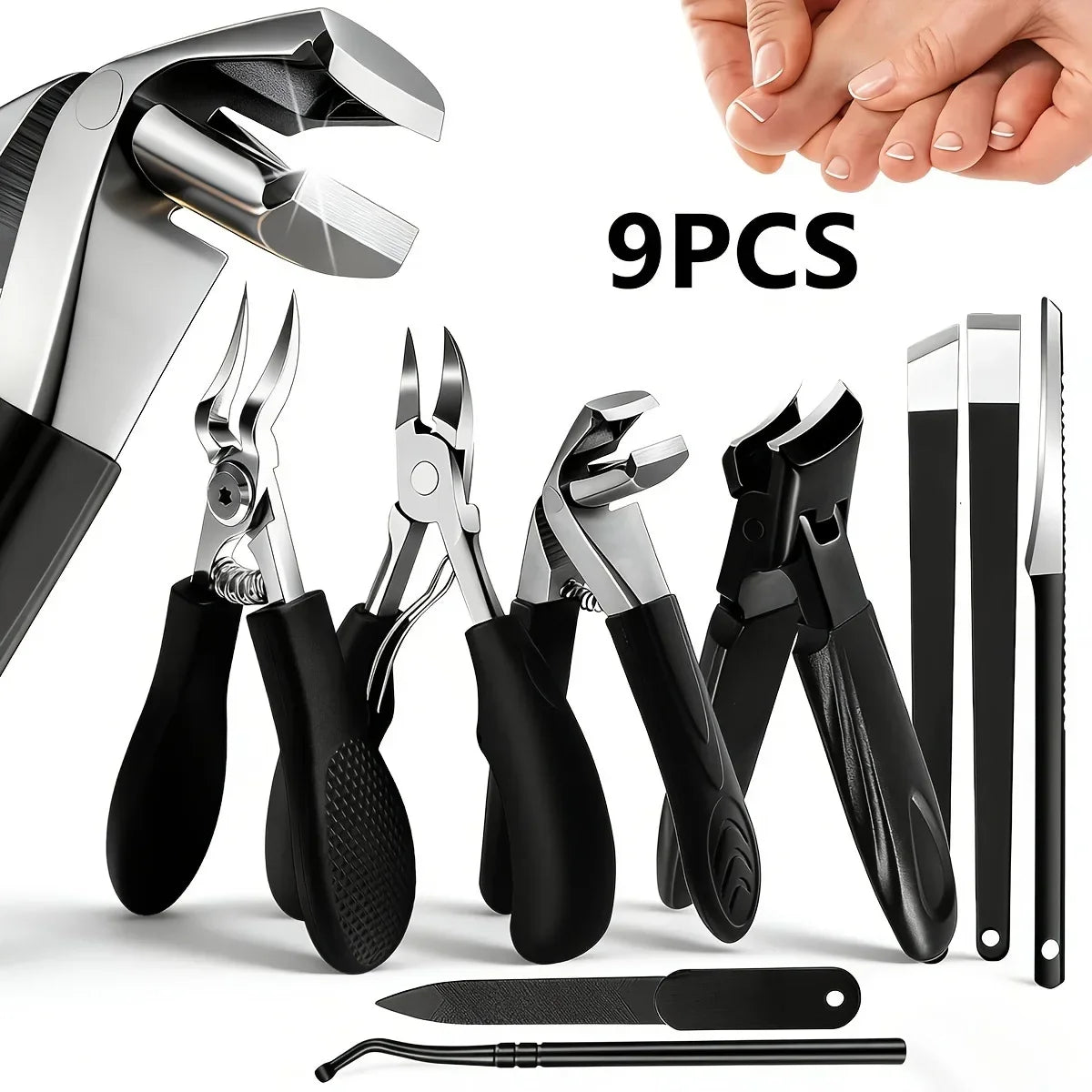 Heavy Duty Nail Clipper Set Stainless Steel Long Handle Large Opening Manicure Tools for Women Men In Stock Fast Shipping