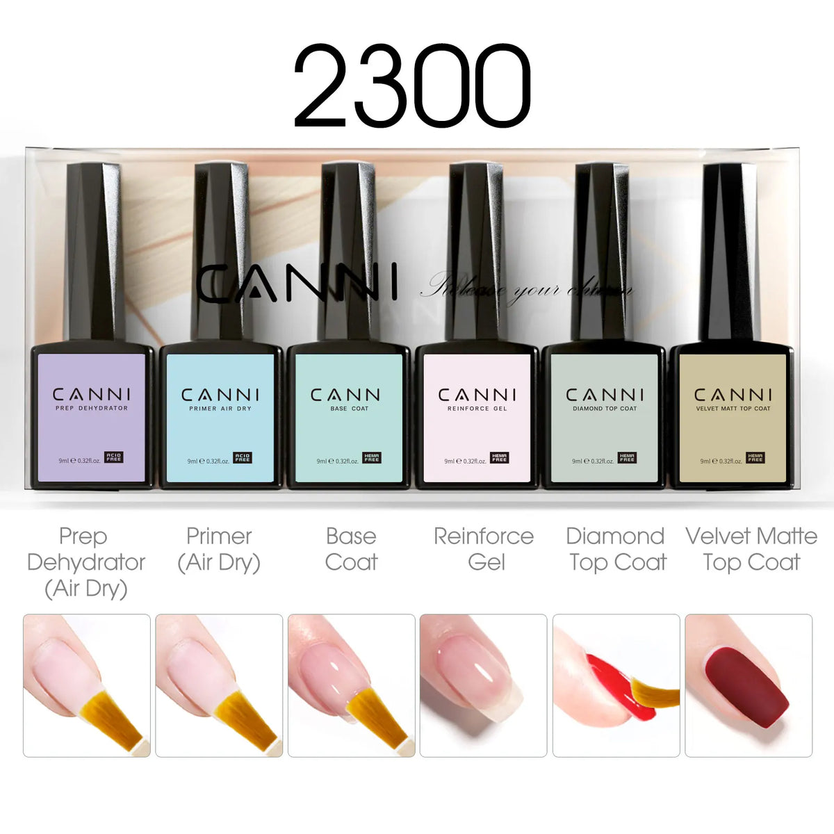 6pcs/kit CANNI Gel Nail Polish TPO FREE Nails Semi Transparent Jelly Pink Collection Soak Off UV LED Gel Diamond Top Coat Set