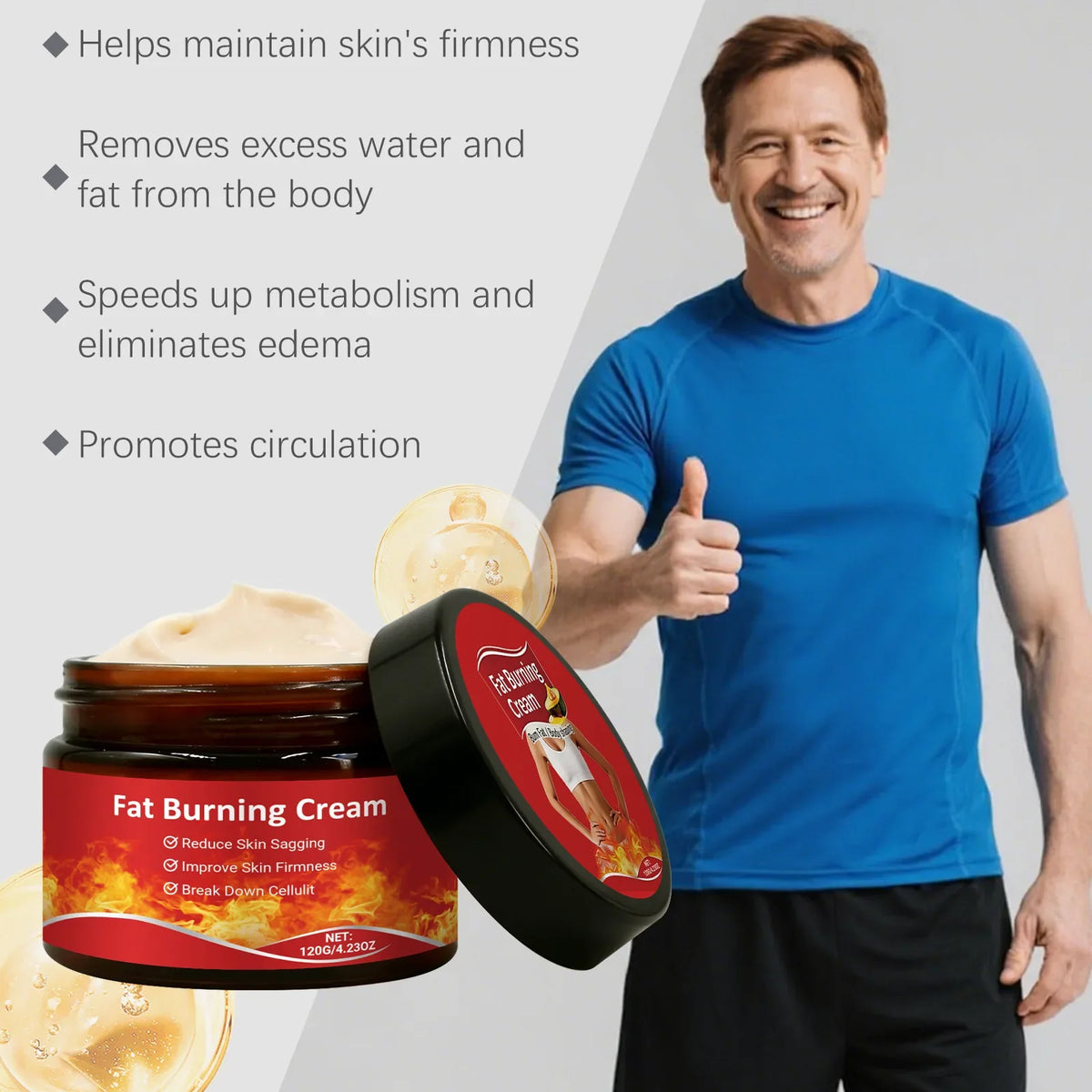 Belly Fat Burning Cream Tighten Skin Massage Anti Sagging Non Greasy Tightening Body Care Cellulite Remover Firming Cream 120g