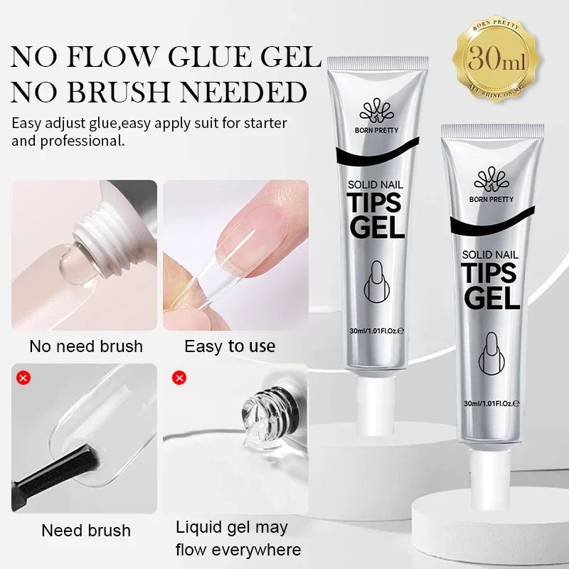 BORN PRETTY 30ml Nail Tips Glue Gel Strong Adhesive Nail Glue For False Nail Tips And Press On Nails DIY Rhinestone And Gem