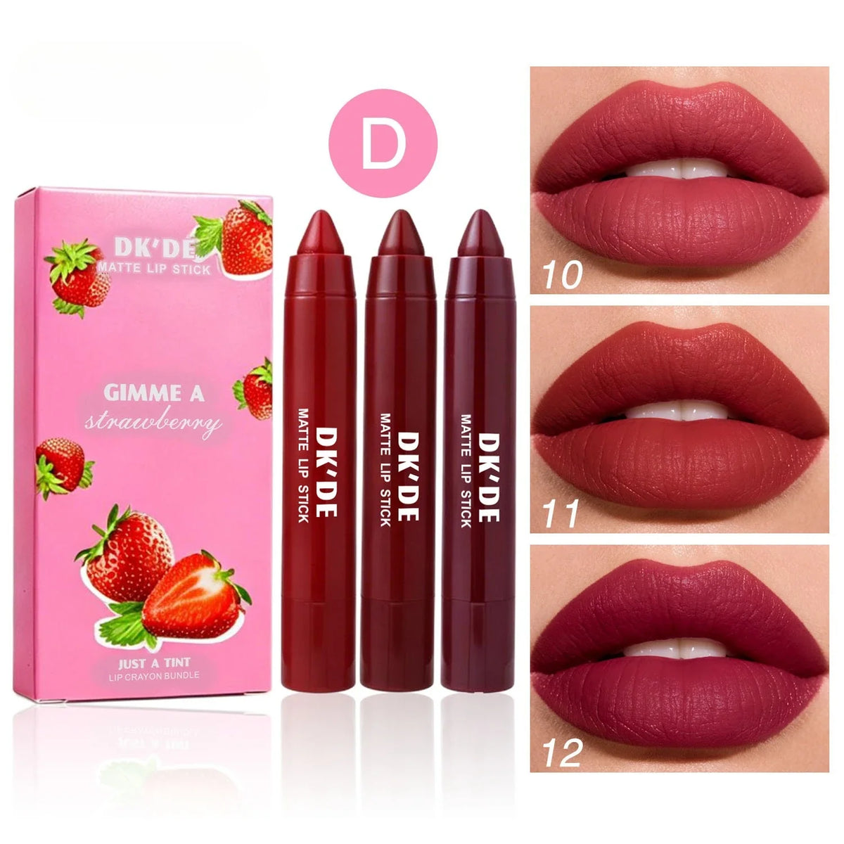 3-Color Lipstick Stick Set,Long-Lasting Color Payoff,Transfer-Proof,Suitable for All Makeup Styles
