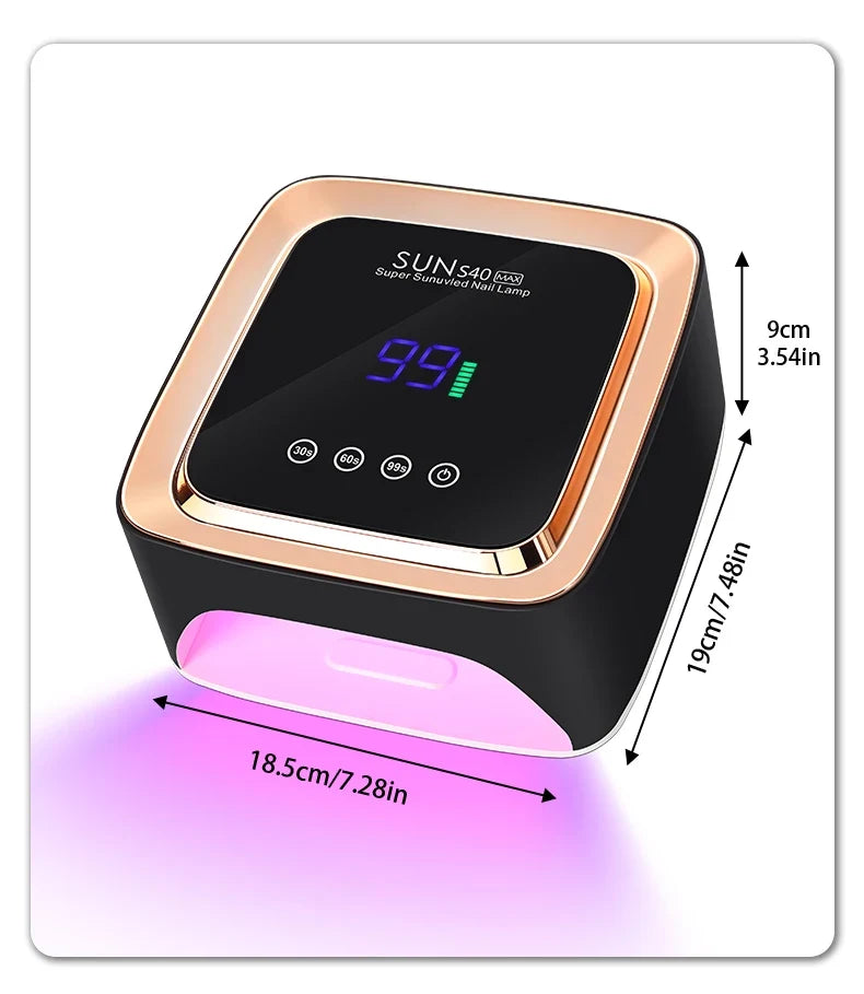 Cordless UV/LED Nail Lamp (57 Beads) – 3-Timer Settings, Detachable Base & 2000mAh Rechargeable Battery