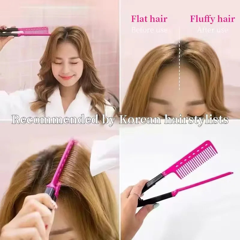 2pcs/set Volumizing Flat Comb Set V-shaped Straight Hair Brush Fluffy Straightener Volumize Texture for Hair Roots Styling Tools
