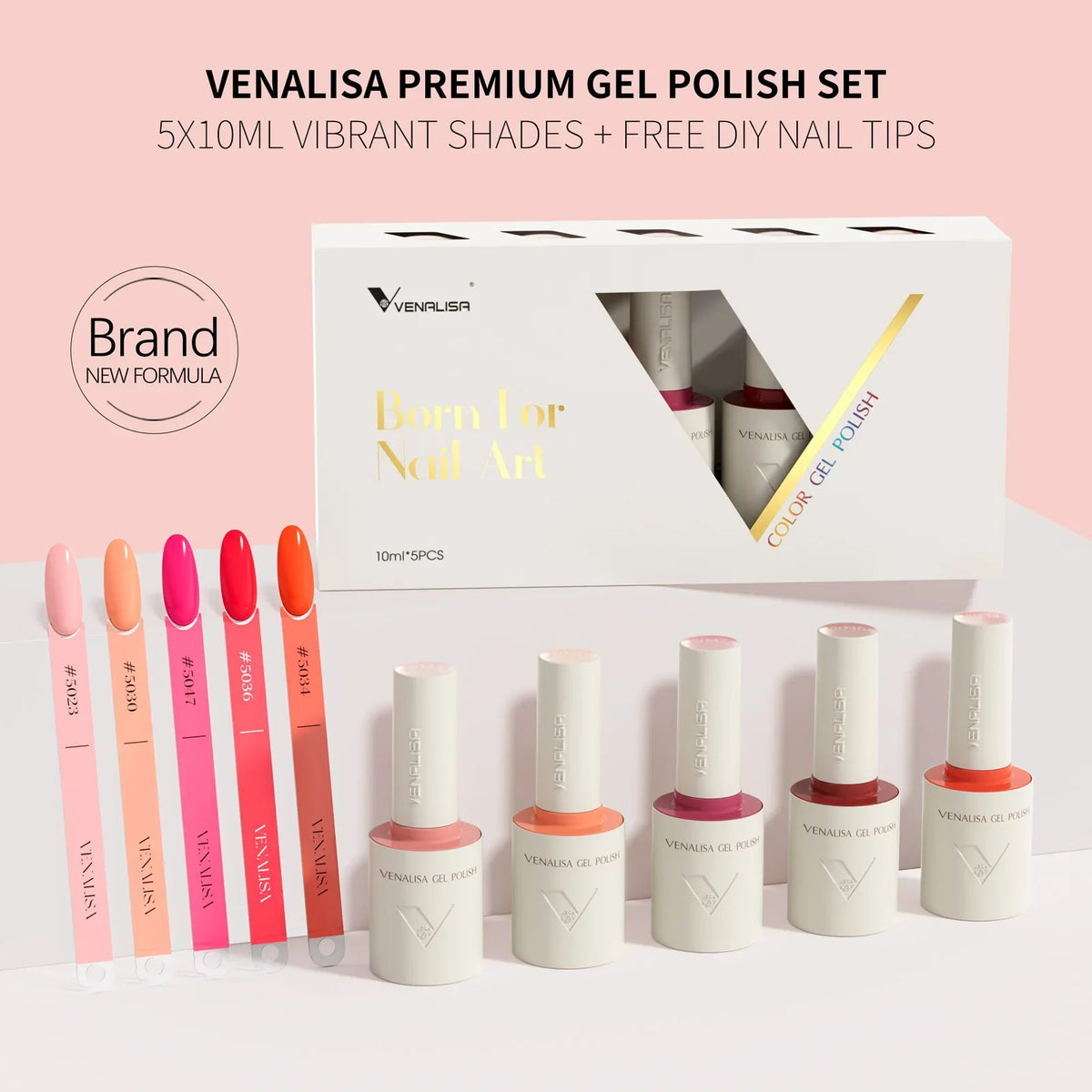 1/2/5pc 10ml VENALISA Nail Gel Polish High Quality Round Brush Soft Consistency Selfleveling  Gorgeous Color Collection Varnish