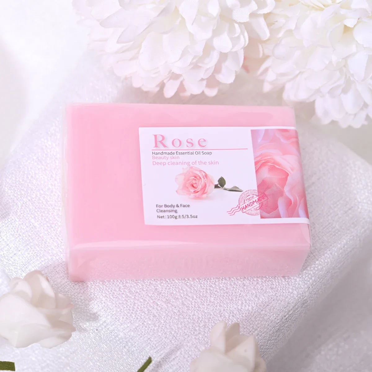 Handmade 100g Rose Essential Oil Soap Olive Oil Infused for Skin Basic Cleaning Features