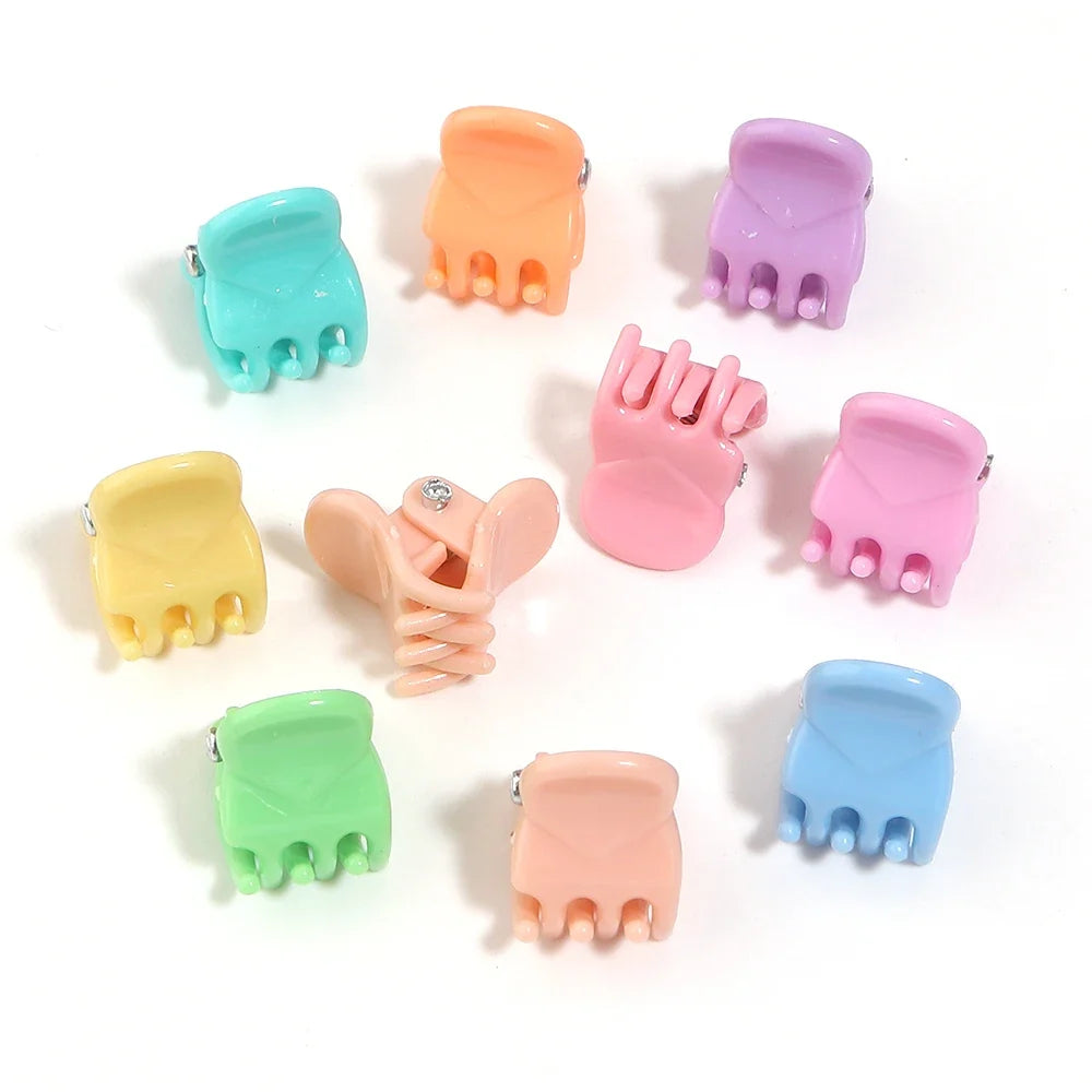 100pcs Mini Colorful Flower Star Hair Grabbing Claw Clips for Baby Girls Bangs Broken Hair Styling Tool Small Hair Accessories