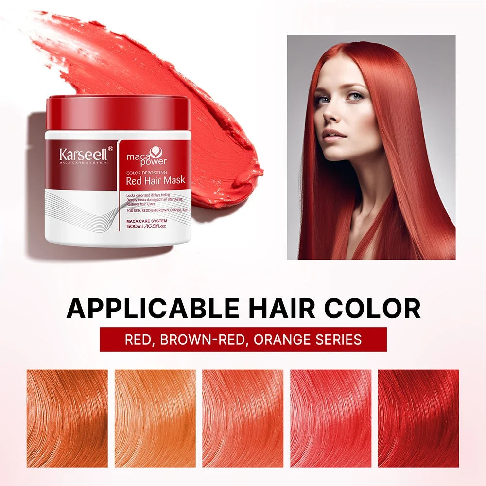 Karseell Color Depositing Red Hair Mask Color Boosting Conditioner, Hydrates and Enhances Red Tones for Color-Treated Hair 500ml