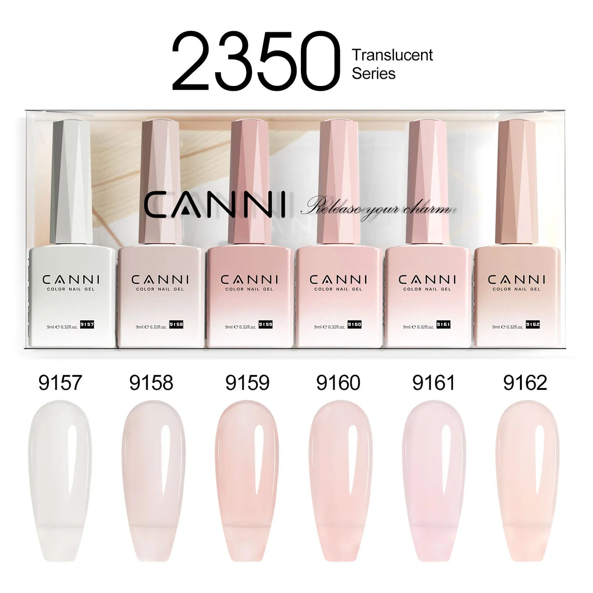 6pcs/kit CANNI Gel Nail Polish TPO FREE Nails Semi Transparent Jelly Pink Collection Soak Off UV LED Gel Diamond Top Coat Set