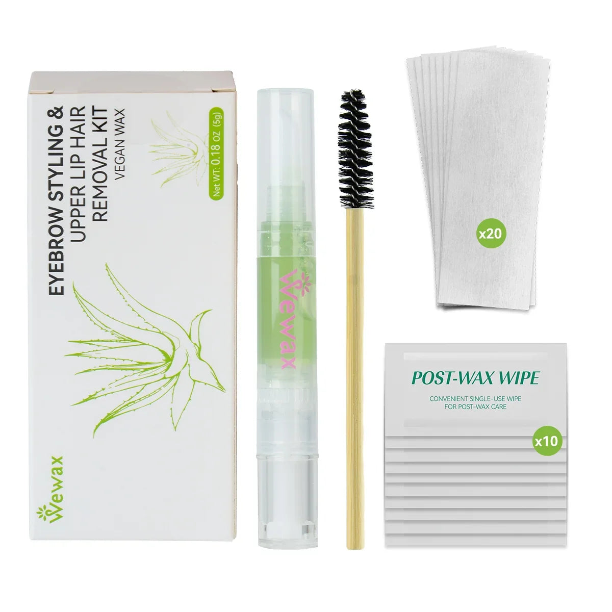 32Pcs Aloe Scent Eyebrow Waxing Kit Fine Hair Removal Wax Strips For Eyebrow Beard Lip Finger Local Depilation Beauty Care