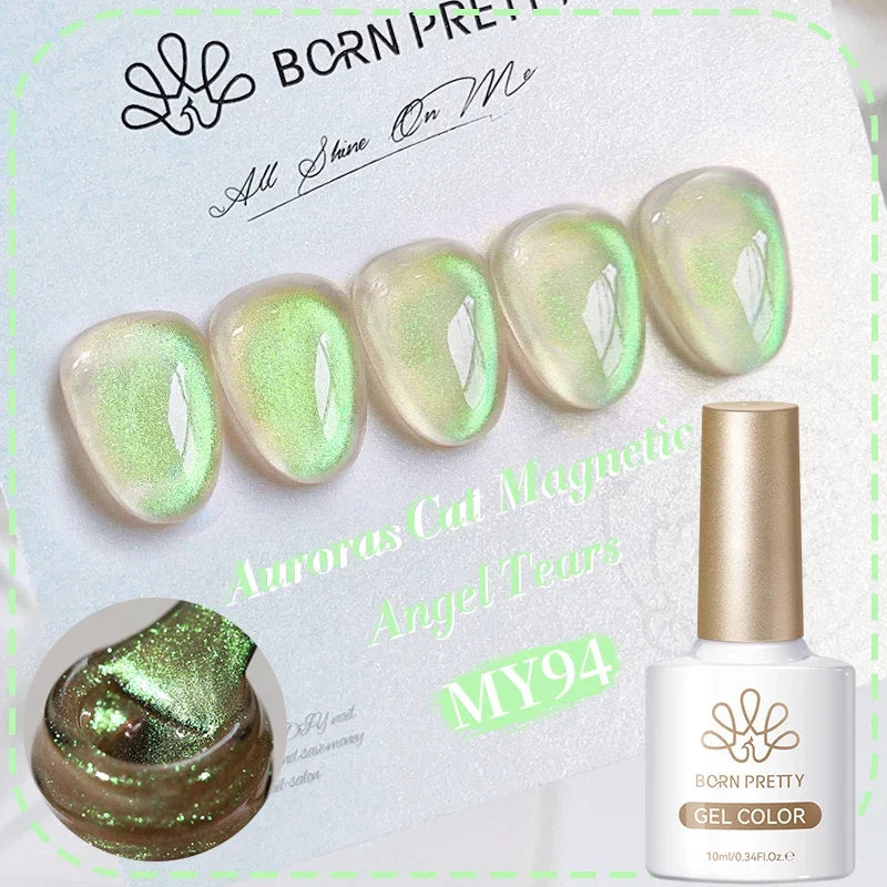 BORN PRETTY Gold Pink Cat Magnetic Gel Polish 10ml Water Light Spaking Glitter  Soak Off UV Semi Permanent Varnish Manicure