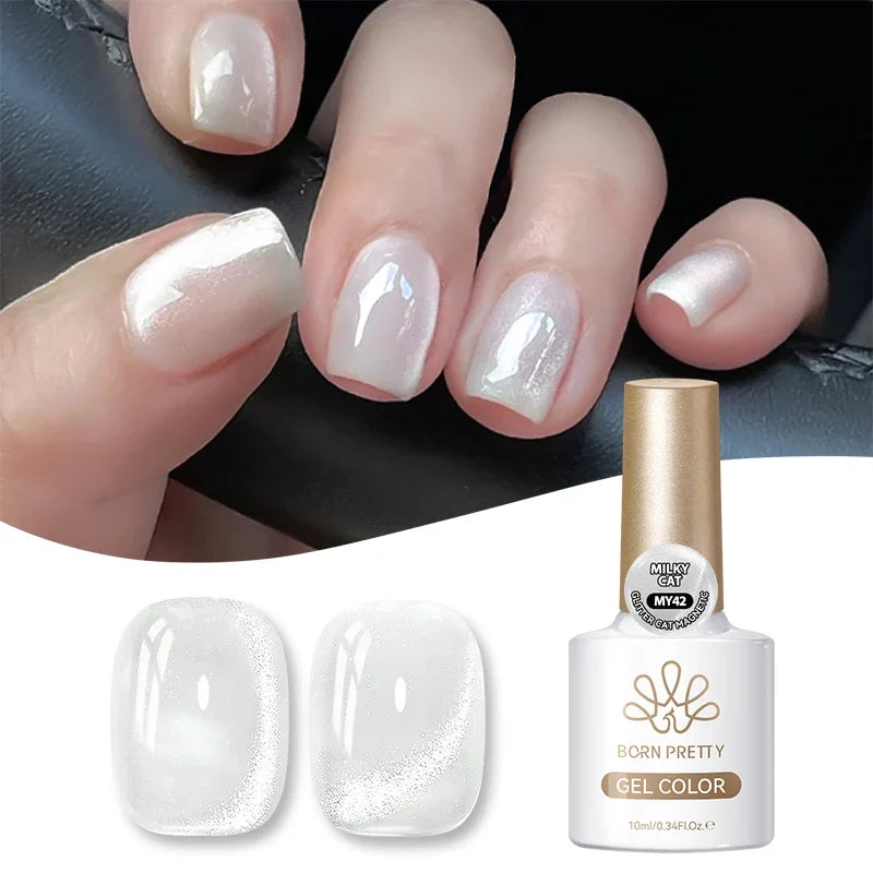 BORN PRETTY Gold Pink Cat Magnetic Gel Polish 10ml Water Light Spaking Glitter  Soak Off UV Semi Permanent Varnish Manicure