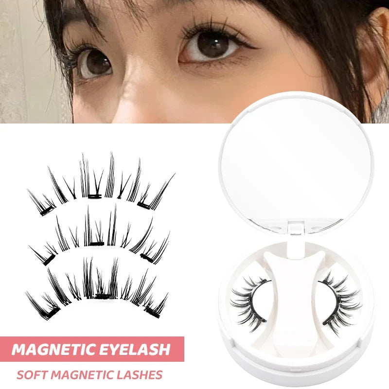 3D Magnetic Eyelashes Kit Reusable Natural Magnetic False Eyelashes Set No Glue Needed Magnet Lashes with Applicator Magnetic