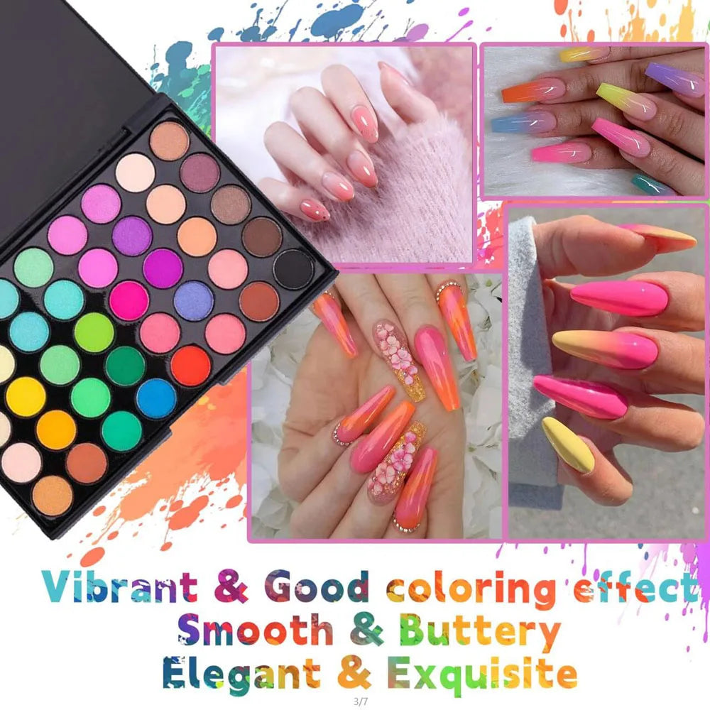 40 Color Ultimate Palette Matte Finish Nail Glitter Powder Long-Lasting Gradient Rainbow  Blush High Pigment Nail Makeup Kits