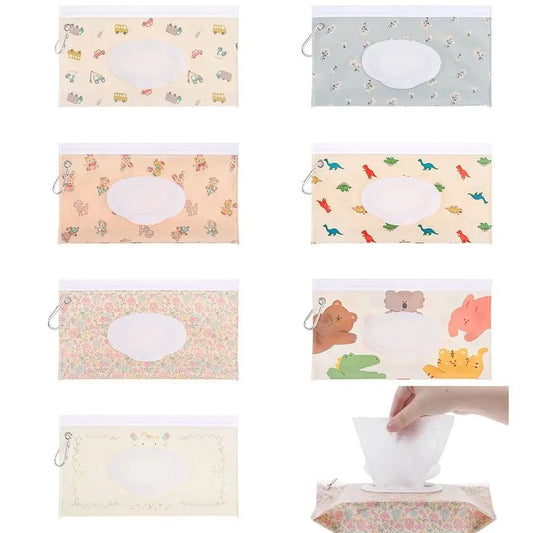 EVA Baby Wet Wipe Pouch Portable Buckle Wipes Holder Case Flip Cover Snap-Strap Reusable Wet Wipe Bag Outdoor Tissue Box
