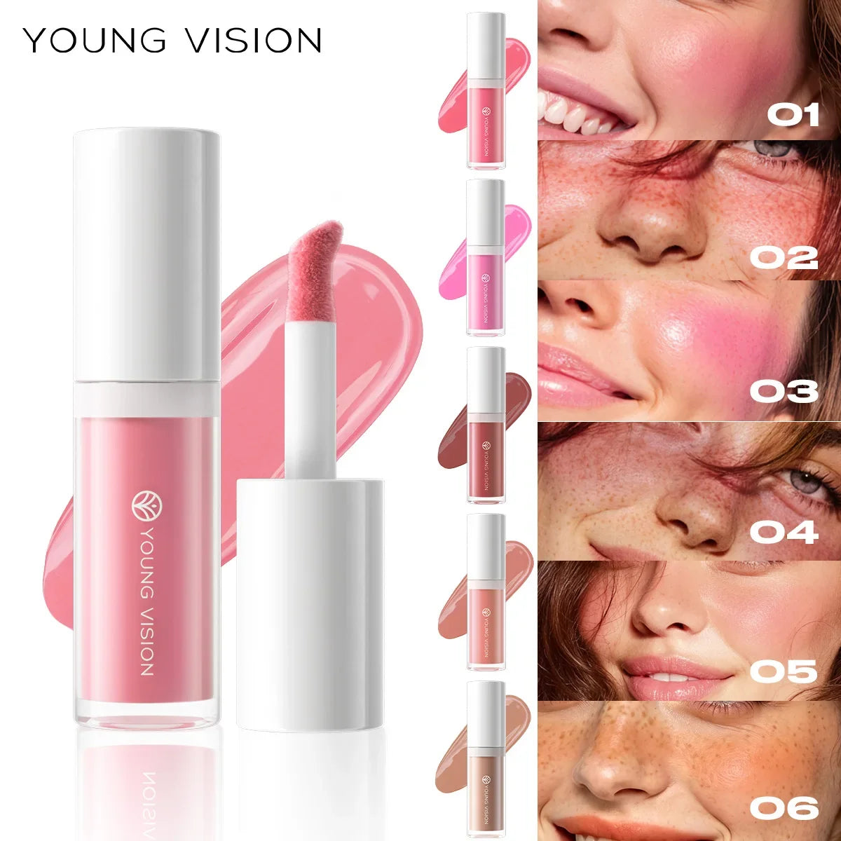 6Colors  Liquid Blush Long-Lasting Liquid Blush For High-Pigment Colour, Creates A Soft, Dewy Finish, Vegan & Cruelty-Free