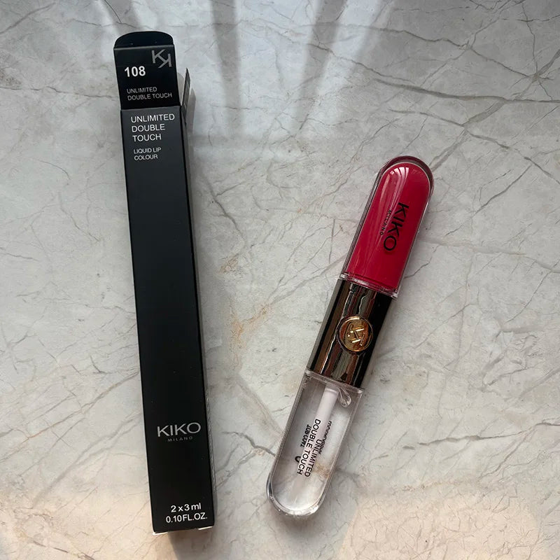 KIKO 3D Double Headed Lipstick Transparent Mirror Lip Gloss Non Fading Oil Sexy Rich Lip Gloss Milk Tea Bean Paste Naked Makeup