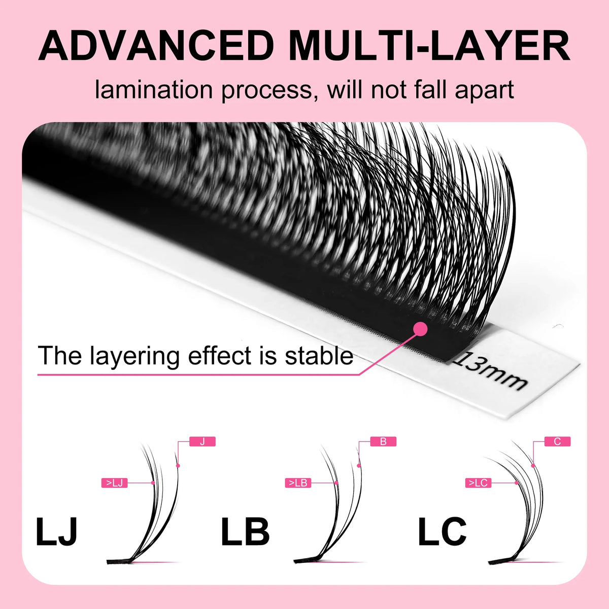 ABONNIE 5D Multi Layer Lashes Camellia Lash Extensions LJ/LB/LC Curl Wild Fluffy Double-Layer Individual Eyelash Extension