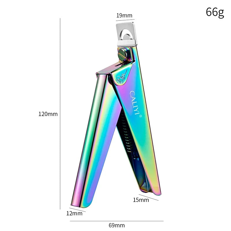 CALIYI Stainless Steel UV Gel False Nail Tips Trimmer Clipper Edge Cutter Nail Art Manicure U Word Rainbow Gold Silver Tools