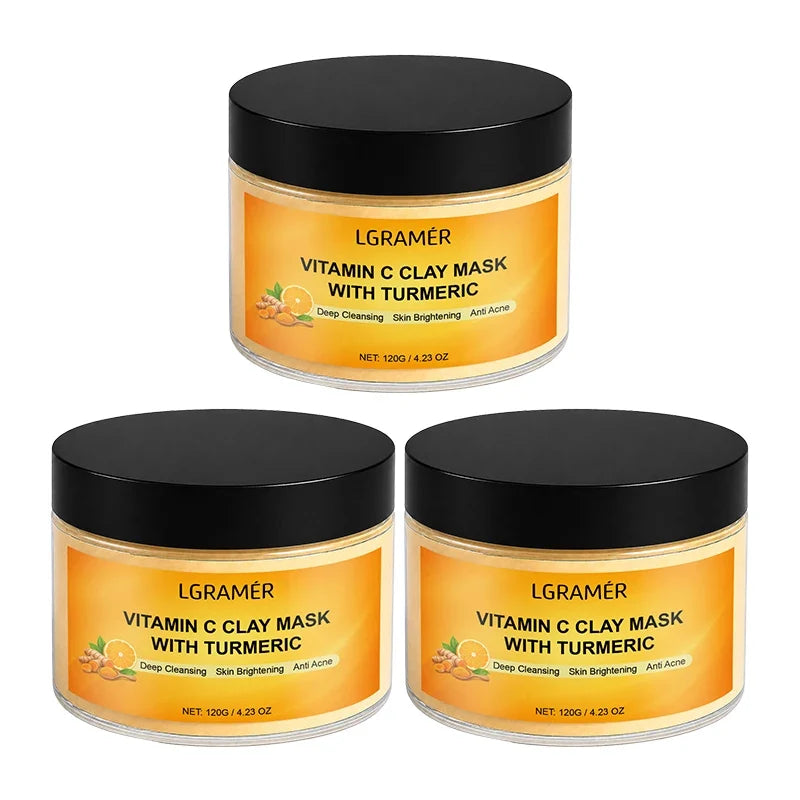 120g Turmeric Clay Mask, Deep Cleansing Formula, Effectively Controls Oil, Tightens Pores, Fades Dull Complexion and Rough Skin