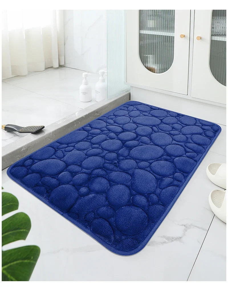 Embroidered Pebble Coral Velvet Floor Mat, Bathroom Carpet, U-shaped Sponge Absorbent Foot Mat, Door Mat, Two-piece Set