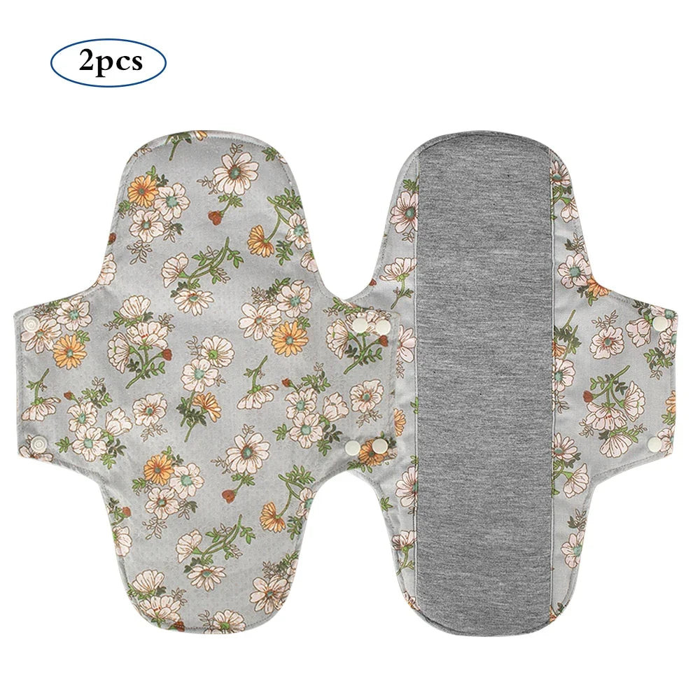2pcs Reusable Period Pads Keep It In Place Washable Cloth Menstrual Pads Graphene Lining Anti Slip Silicone Design Panty Liner