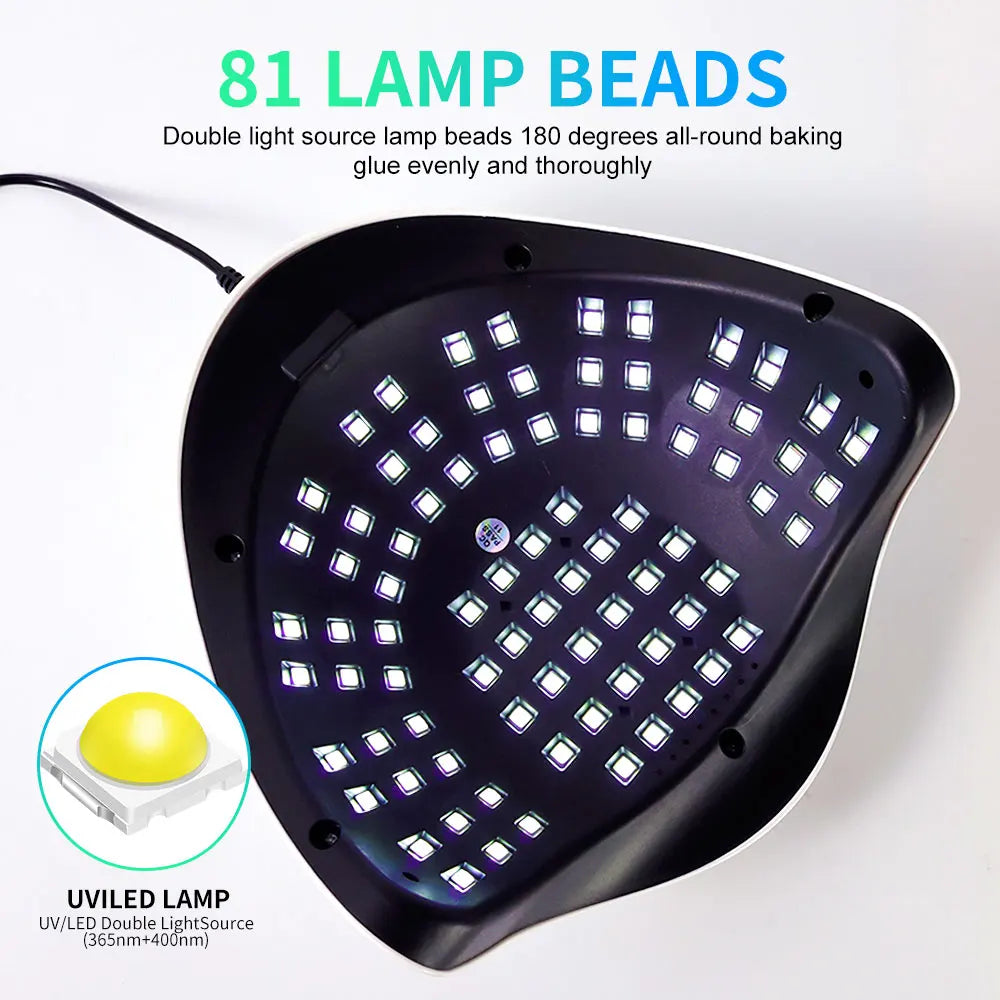 High Power 81LED UV Lamp for Nails Drying Quick Curing All Gel Nail Polish Professional Powerful UV Light Dryer Manicure Salon