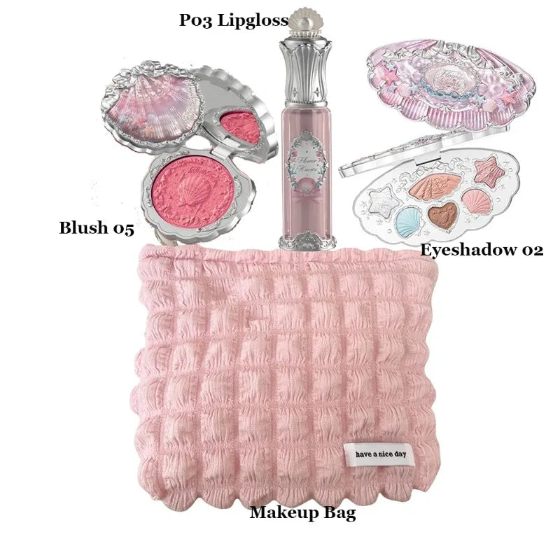 Flower Knows All In One Makeup Set Gift Box Garden Cushion Cream Foundation Matte Blush Long Lasting Velvet Lip Cream With Bag