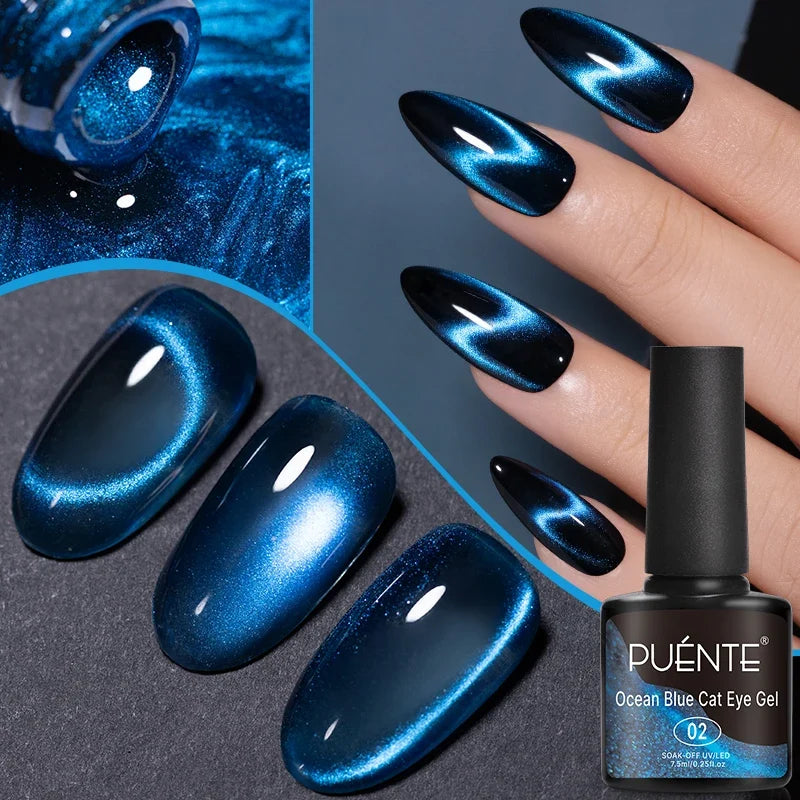 7.5ML Aurora Starlit Cat Eye Gel Nail Polish Rainbow Glitter Galaxy Cat Magnetic Nail Art Gel Soak Off UV Semi-Permanent Varnish