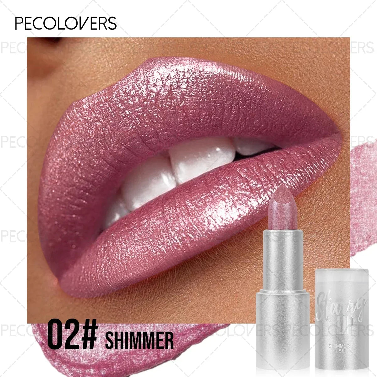 1PC Moisturizing Pearlescent Shimmer Lipstick, Glittering Purple/pink Tones, Soft Texture, Non-stick Cups, Silky, Christmas Gift