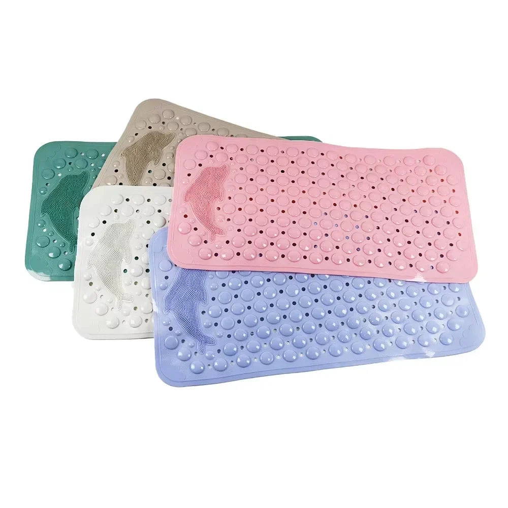 1pc Dolphin Pattern PVC Non-Slip Bath Mat 35*70cm, Massage Safe Foot Rug For Bathroom Bathtub